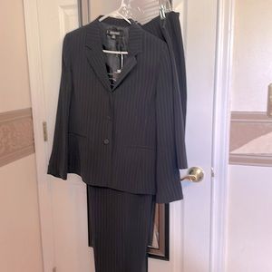 Kasper Black Pinstriped 3 Piece Suit Size 12P